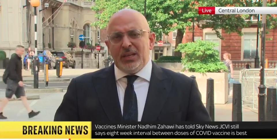 Mr Zahawi told Trevor Philips on Sunday that people will be advised to wear face coverings in crowded settings