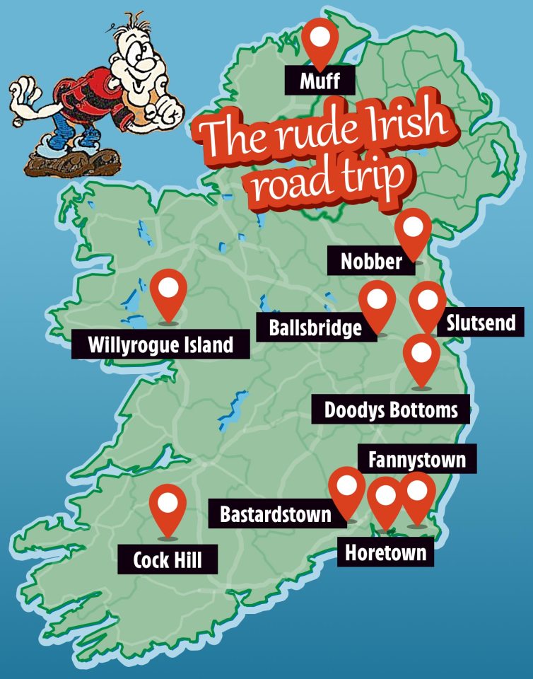 Here's a rude Irish road trip map Finbarr Saunders would appreciate