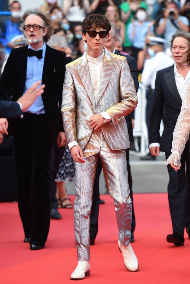 Timothee Chalamet dazzled in a metallic tailored suit