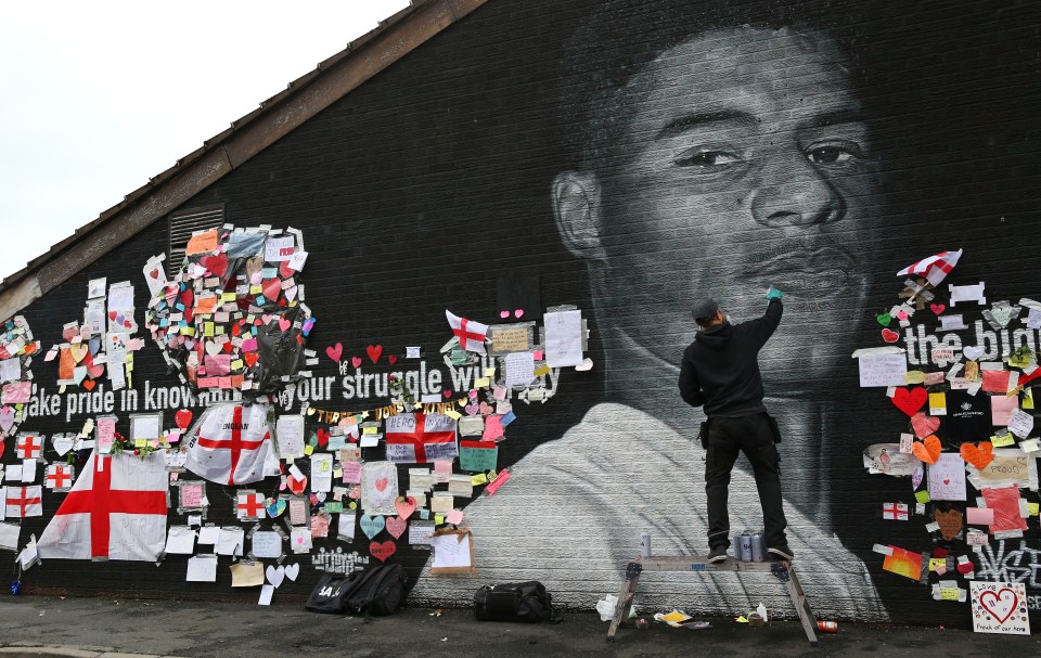 Marcus Rashford's mural in Manchester is being restored by artist Akse