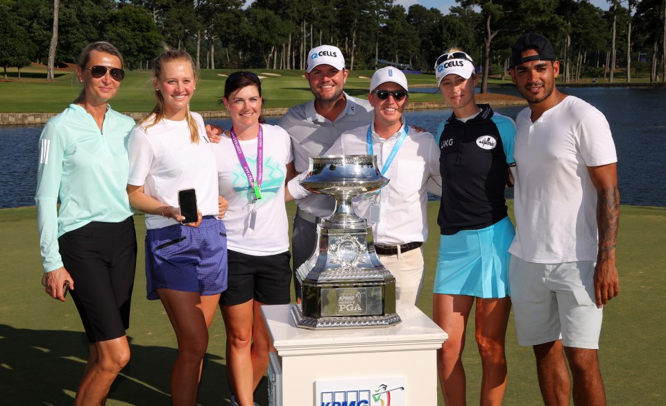 Mum Regina and sister Jessica joined Nelly for her title celebrations as she lifted the Women's PGA Championship