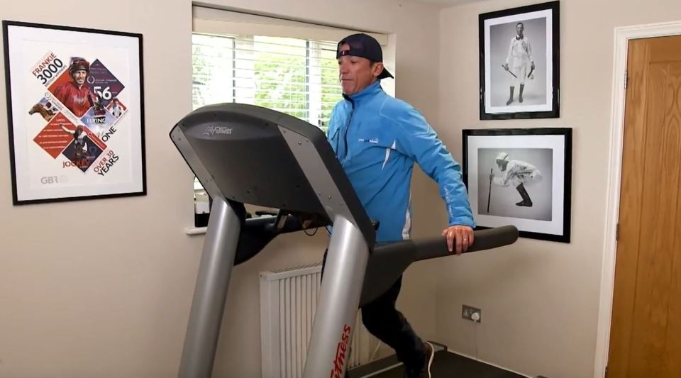 Dettori exercises in full gear in a bid to maintain his light weight for riding