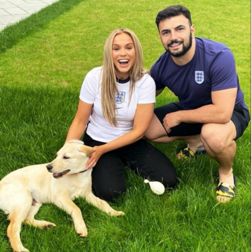 Vicky Pattison and her boyfriend Ercan got ready for the game in the garden