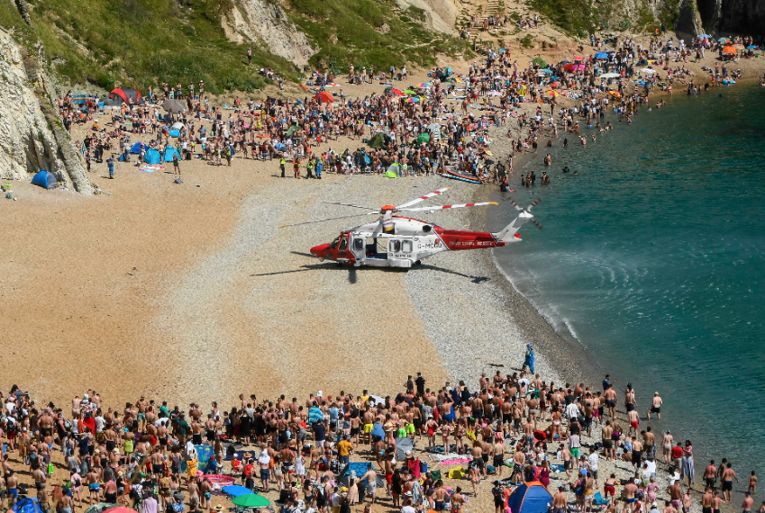 The moment the Coastguard landed at Durdle Door on Sunday