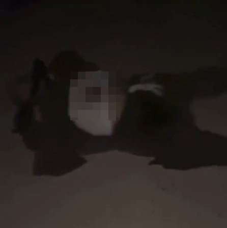 The disturbing footage shows a close up of the dead body