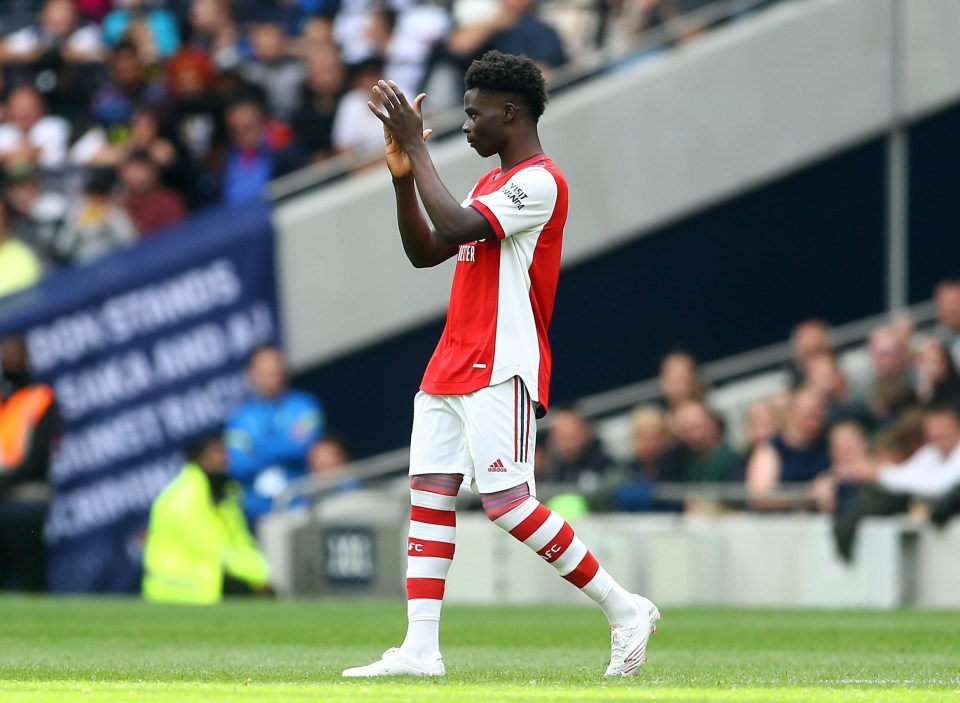 Bukayo Saka was given a standing ovation from Spurs fans after coming off the bench for Arsenal during Sunday's pre-season friendly