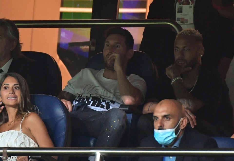 Messi attended last night's PSG game alongside old pal Neymar