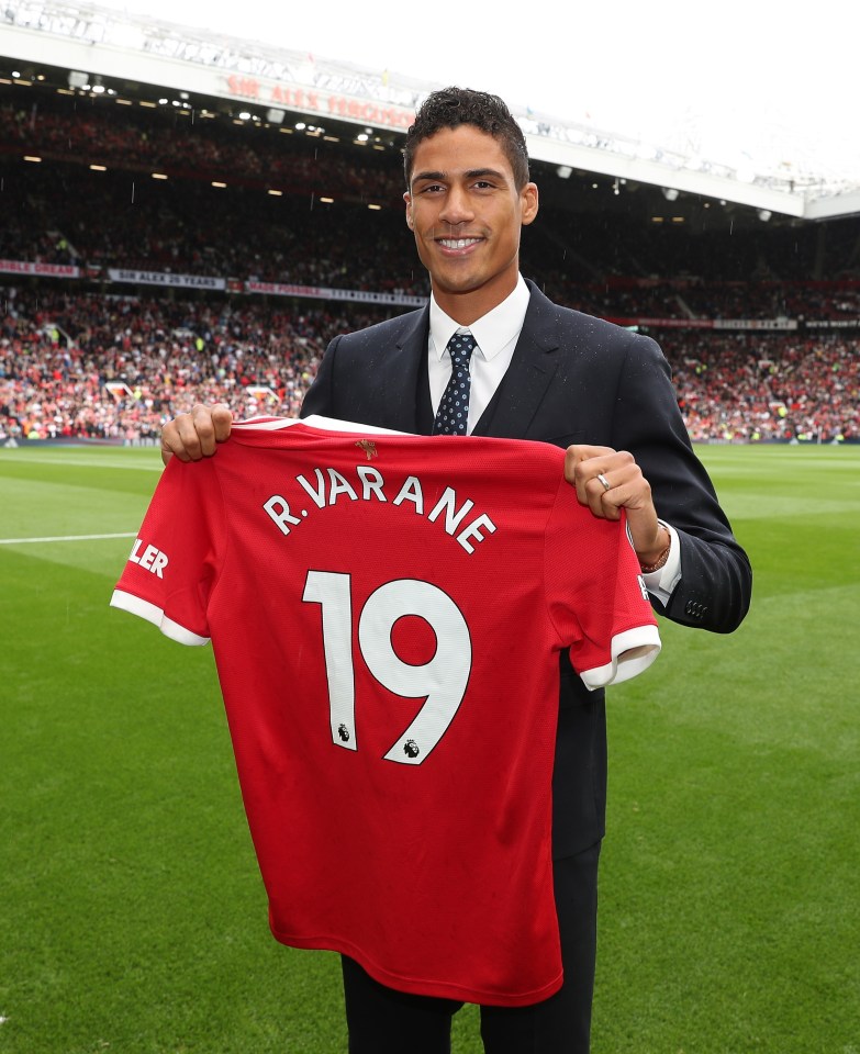 Raphael Varane was presented to the fans before kick-off after completing his transfer