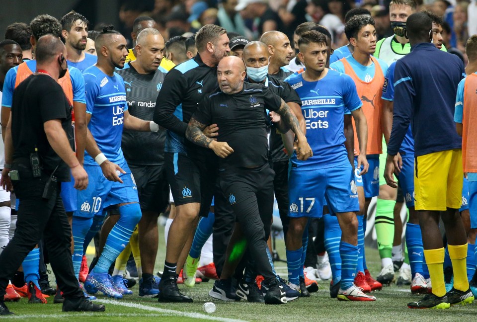 Jorge Sampaoli's Marseille refused to take to the field again after the 90-minute delay