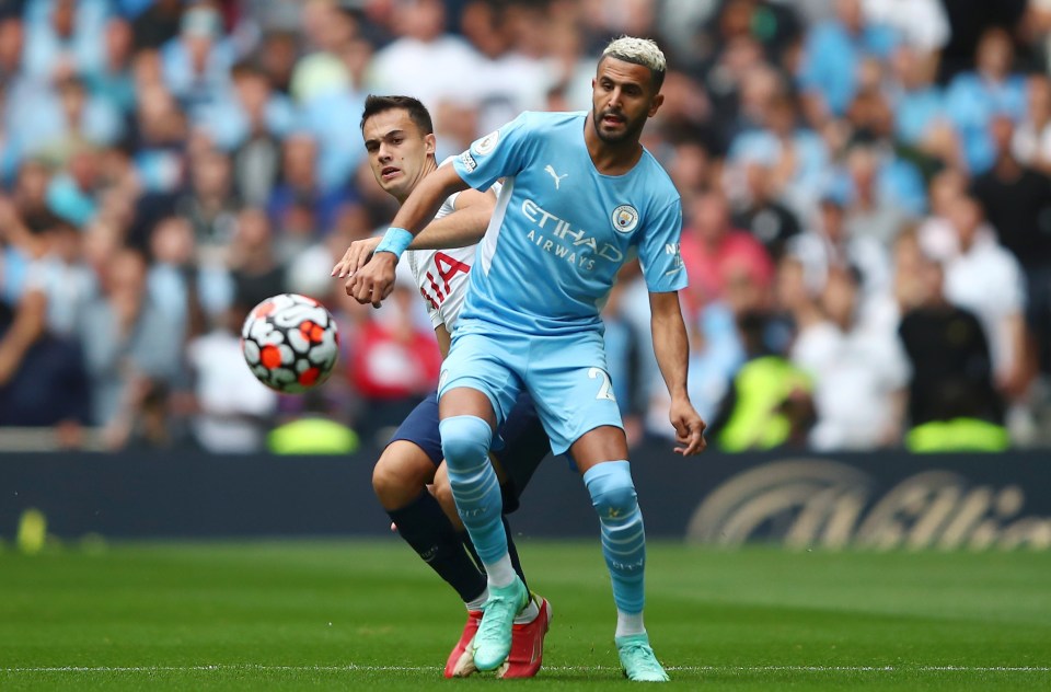 Riyad in action playing for Man City