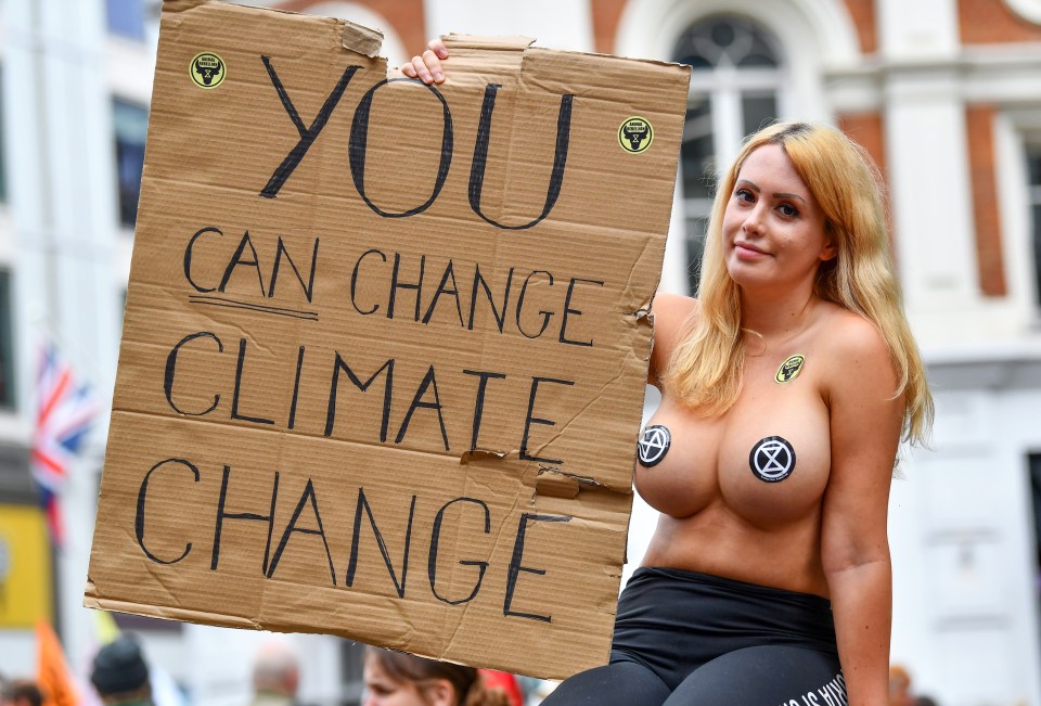 This protester had something to get off her chest