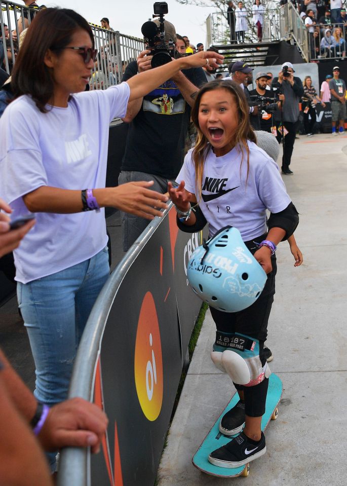 Sky Brown celebrates with mum Mieko