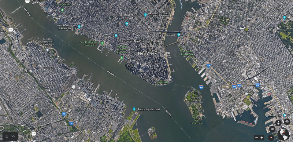 Here’s what Lower Manhattan looks like on the digital mapping service today