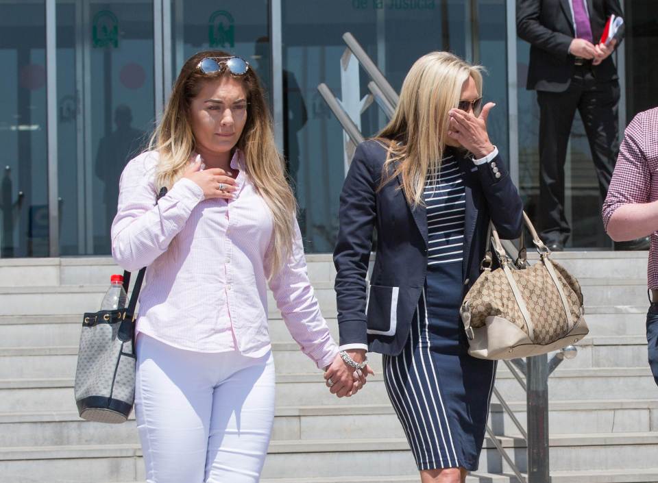 Andy's daughter Ellie Bush and sister Rachel outside a Malaga courthouse in 2016