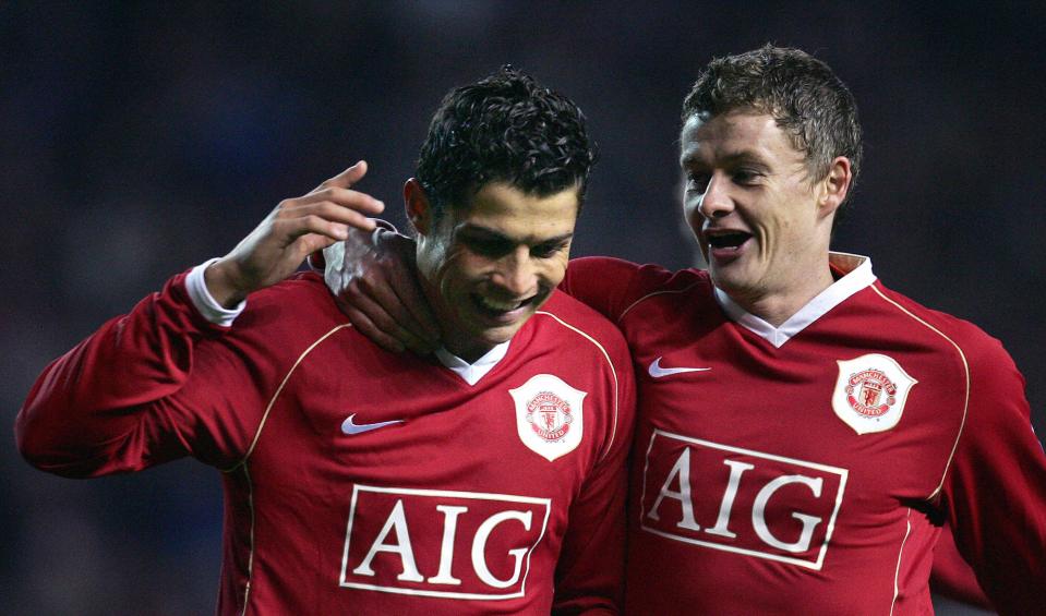 Cristiano Ronaldo and current Man Utd boss Ole Gunnar Solskjaer pictured in 2006