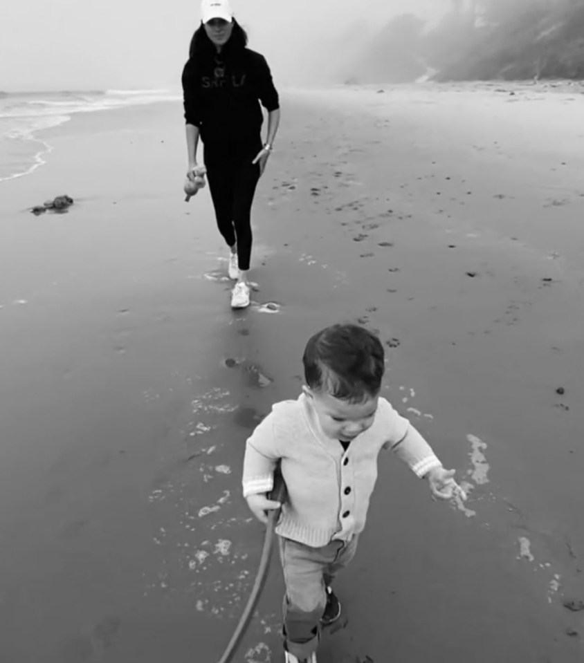 Meghan and Harry shared this clip of Archie enjoying the beach in California