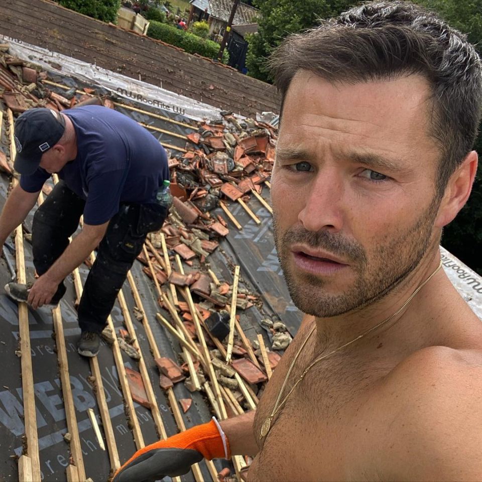 The former Towie star has even been lending a hand with the building work