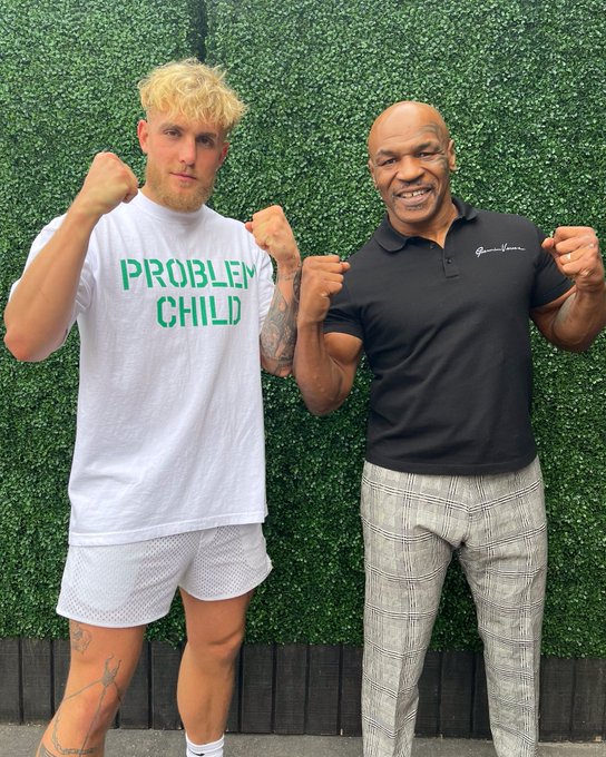 Jake Paul pictured with heavyweight legend Mike Tyson