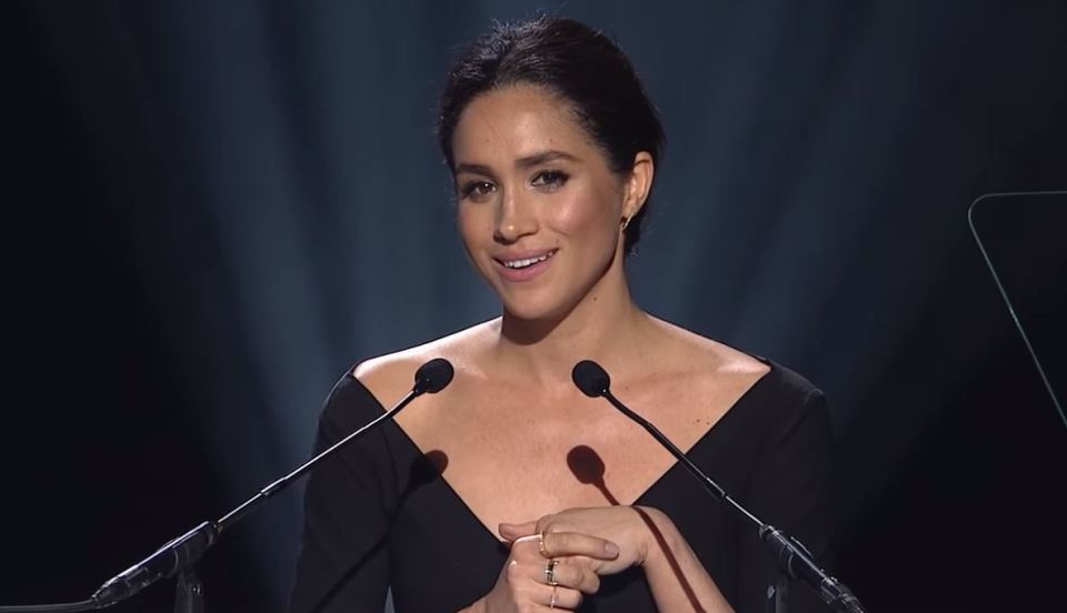 Meghan delivering a UN Women speech in 2015