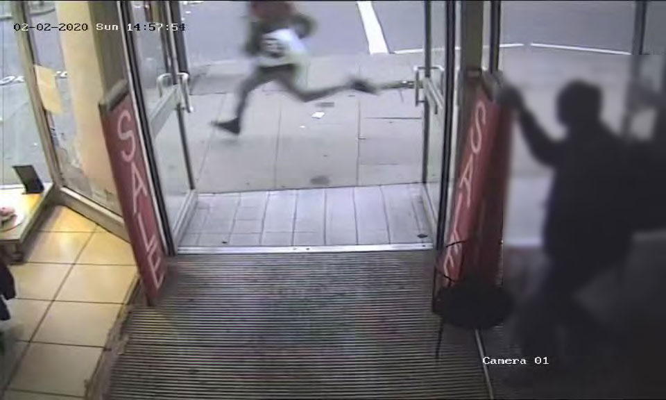 CCTV footage of Sudesh Amman running along Streatham High Road as he stabbed passersby