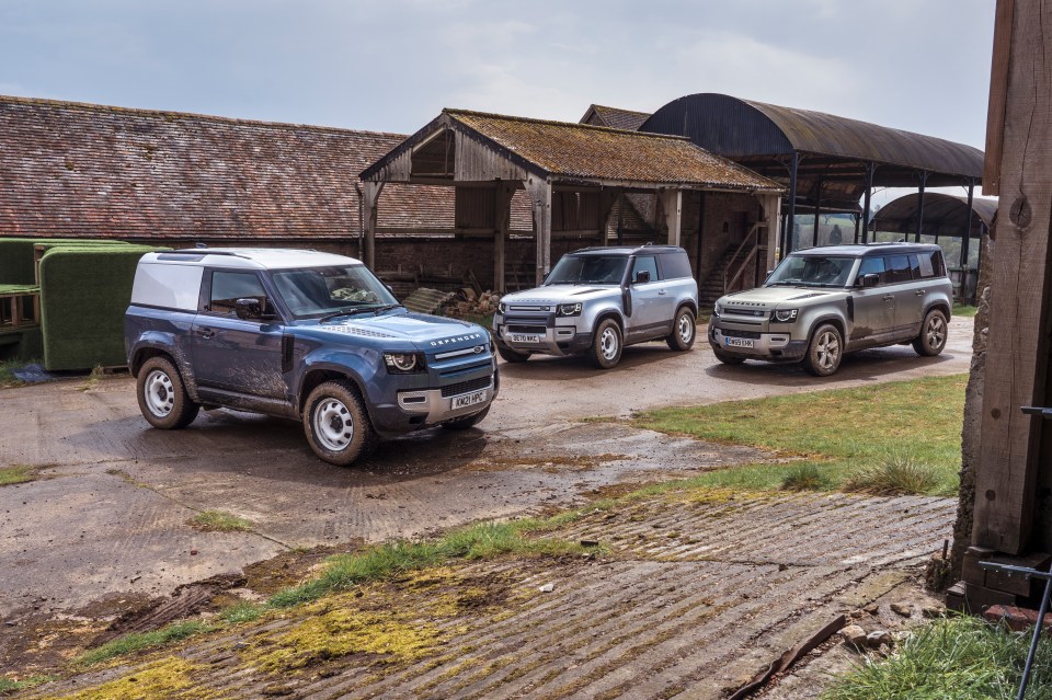 From left to right: Defender 90 Hardtop, Defender 90 and Defender 110