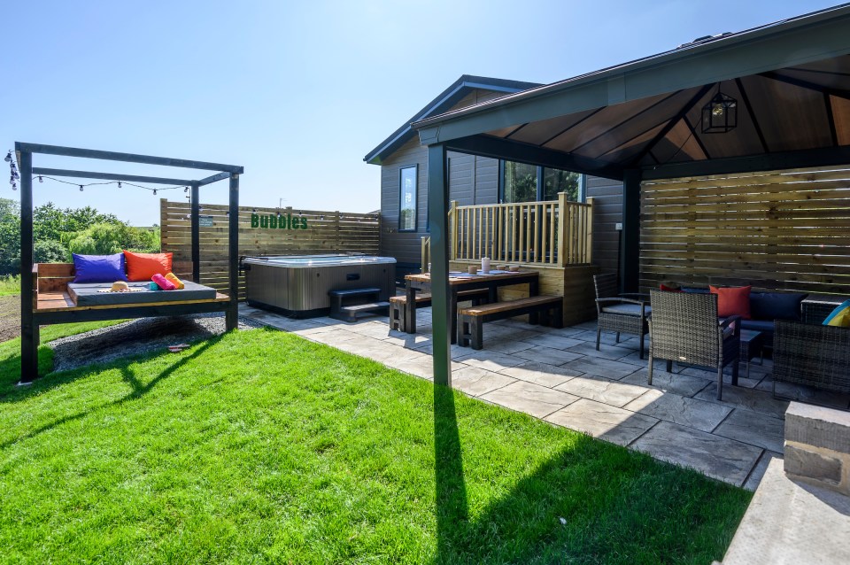 There are also private hot tubs in the lodges