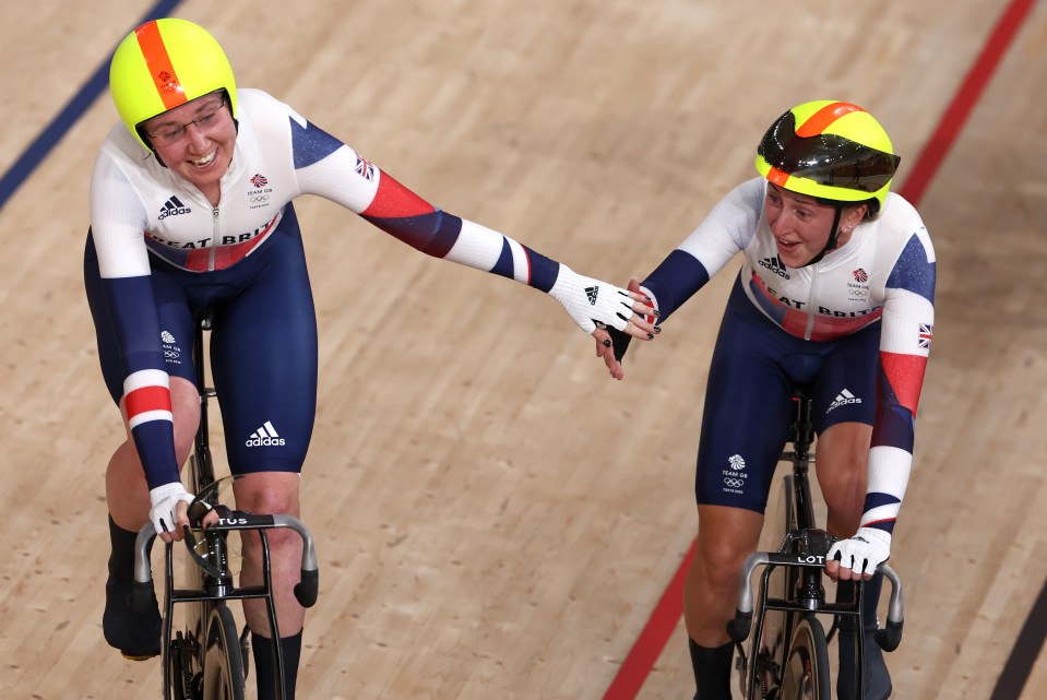 Katie Archibald and Laura Trott celebrated a brilliant Madison victory