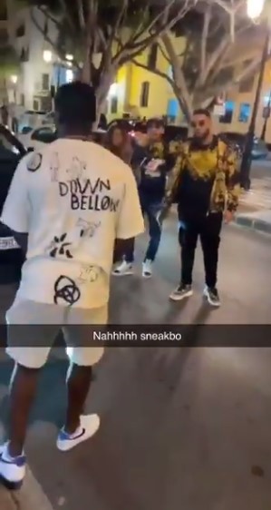 Brit rapper Sneakbo being confronted by a pack of thugs in Marbella, Spain