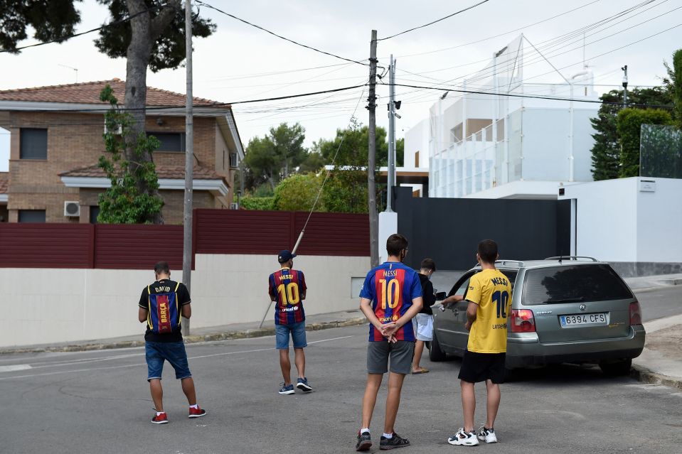 Fans also congregated outside the Messi family home in Barcelona to say their goodbyes