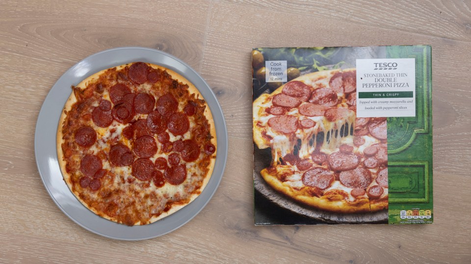 Tesco's pizza was the meatiest we tasted but it took five minutes longer to cook that what the packet said