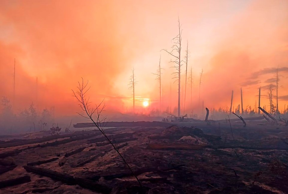 The sky in Sarov has turned red after wildfires blazed through forestry