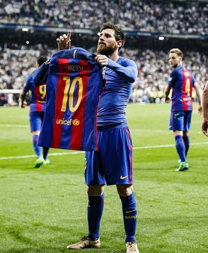 Messi famously held up his iconic jersey in the Bernabeu after yet another goal against Real Madrid