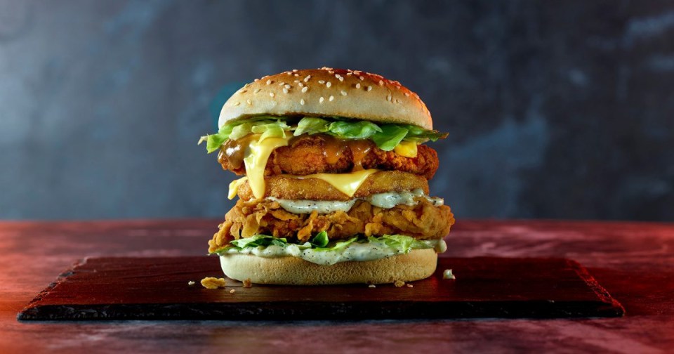 KFC burgers can be stacked high