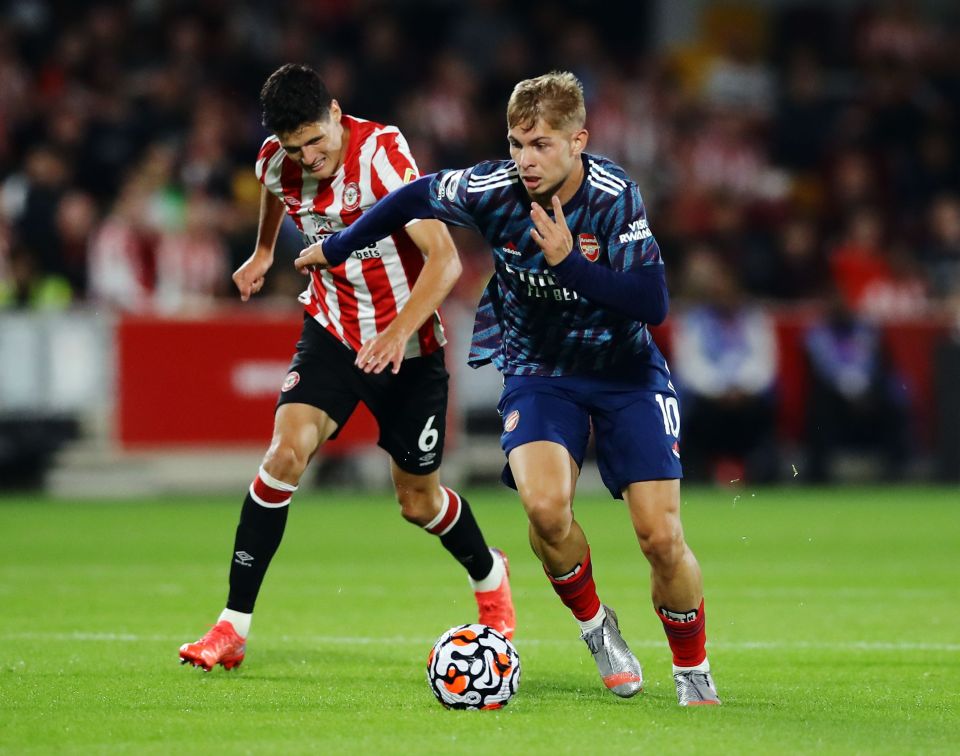 Emile Smith Rowe made several driving runs throughout the match as he tried to make something happen almost single-handedly