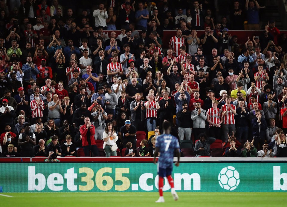 Thousands of Brentford fans applauded the winger as he entered the pitch