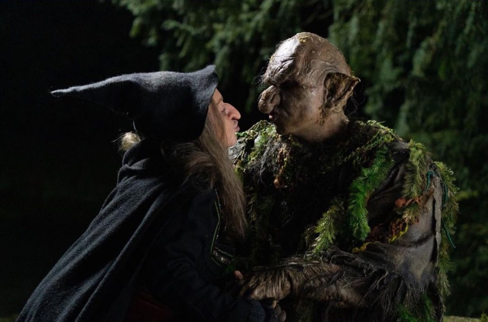 The unrecognisable duo act as a troll and witch for Sky’s Hansel & Gretel: After Ever After