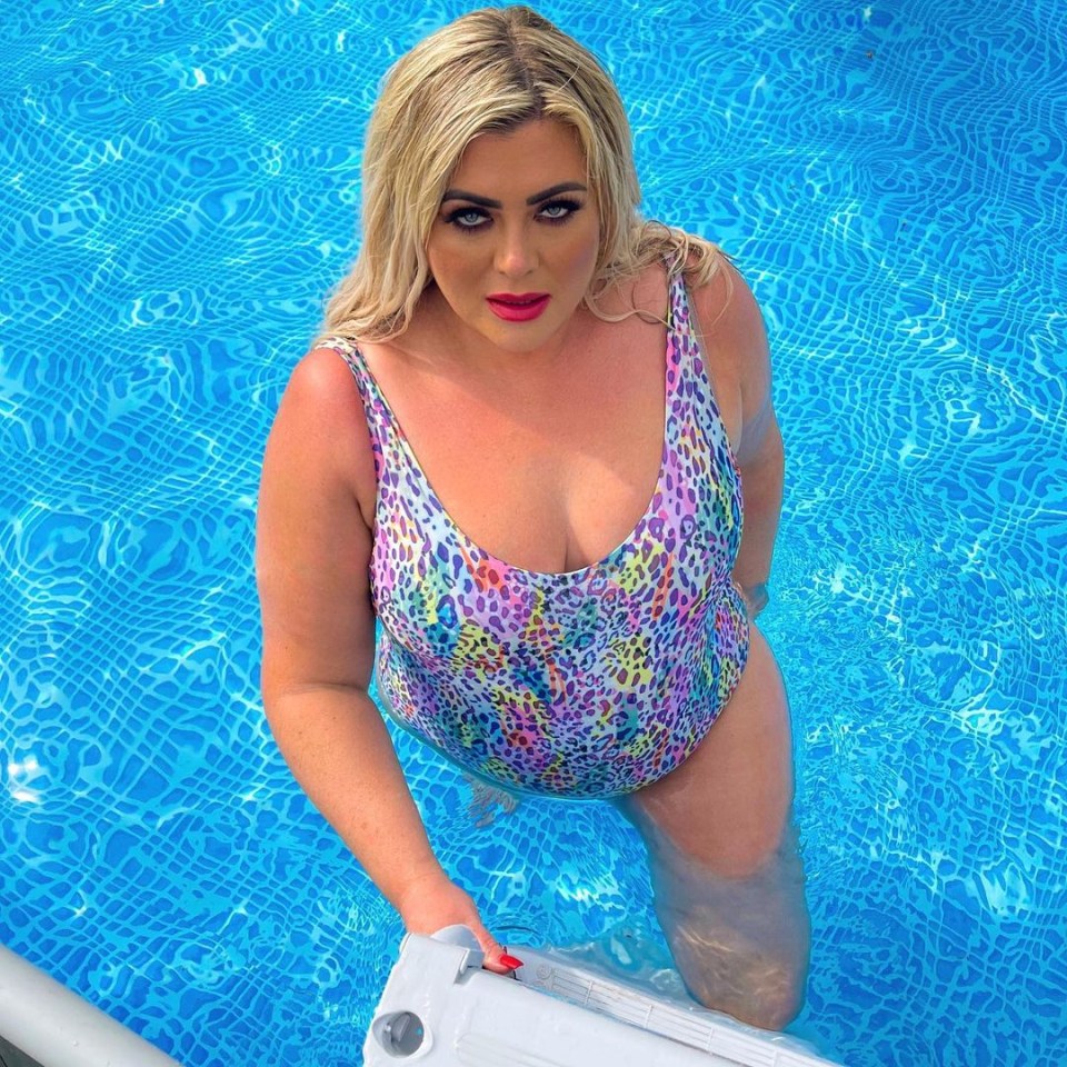 Gemma looking fabulous in an animal print swimsuit