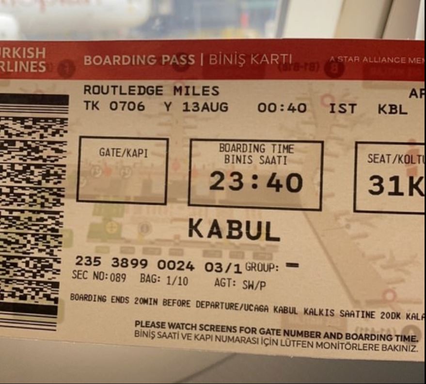 Miles posted a picture of an apparent flight ticket to Kabul on 4chan