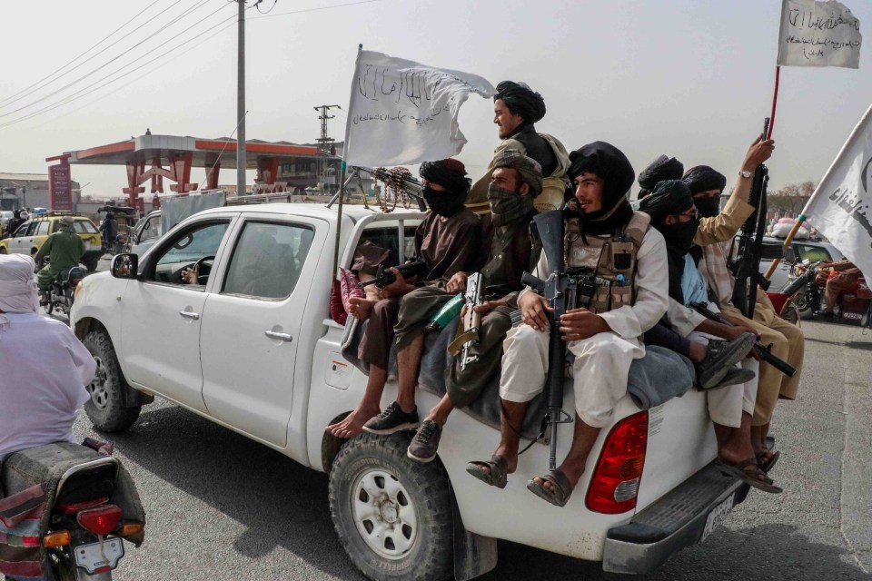 Taliban fighters patrol in Kandahar, Afghanistan on Tuesday