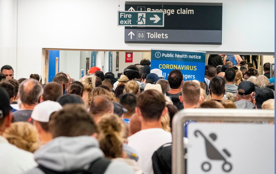 Passengers at Luton were faced with huge queues last night