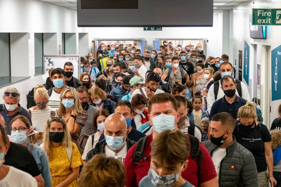 The queues were caused by a number of flights landing at the same time