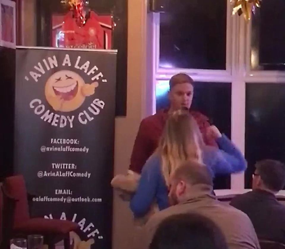 The heckler threw a punch at the amateur-comedian