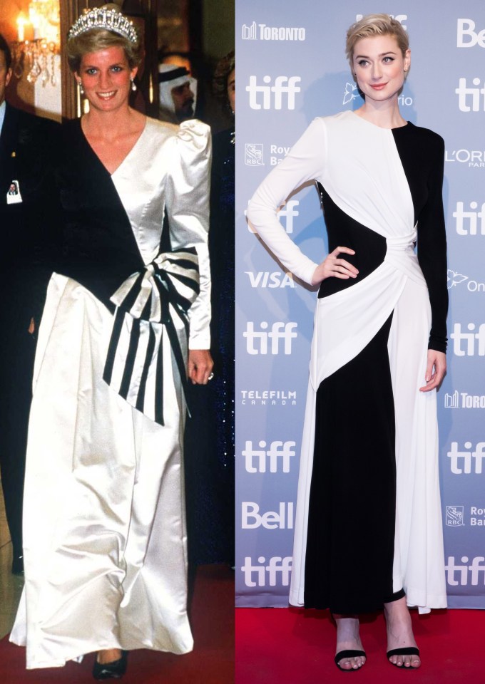 Elizabeth's 2018 red carpet look matched Diana's from 1986