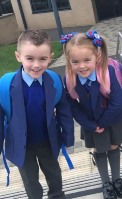 Robbie has been able to go on his first day of school, at Machanhill Primary, with his twin sister Sophie