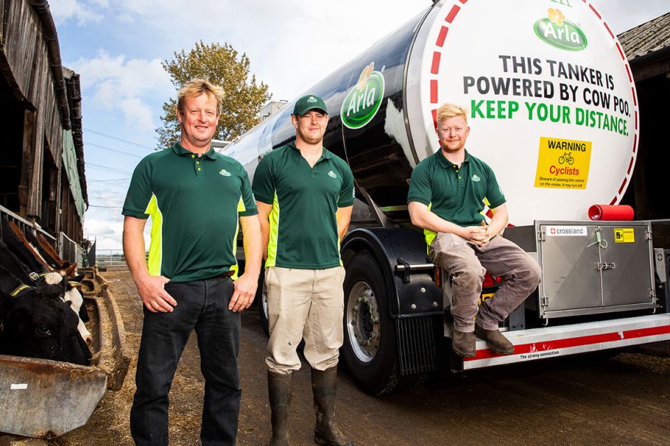 Poo-powered milk trucks are among the measures outlined to help reduce the carbon footprint of the milk industry