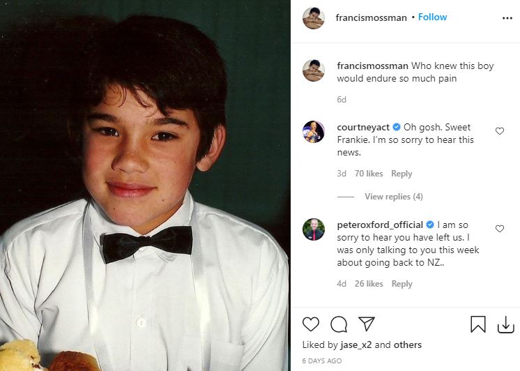 Francis shared a picture of him as a child to Instagram last Friday with the caption: ‘Who knew this boy would endure so much pain’