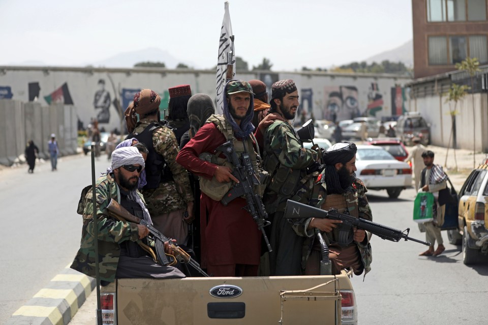 Taliban fighters patrol in Kabul, Afghanistan