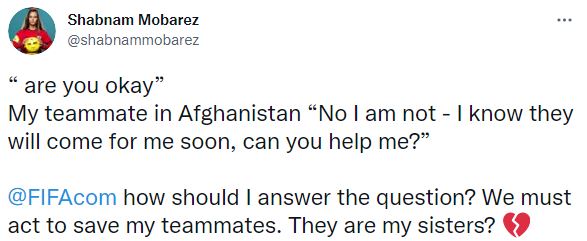 Shabnam tweeted for help from the football governing body