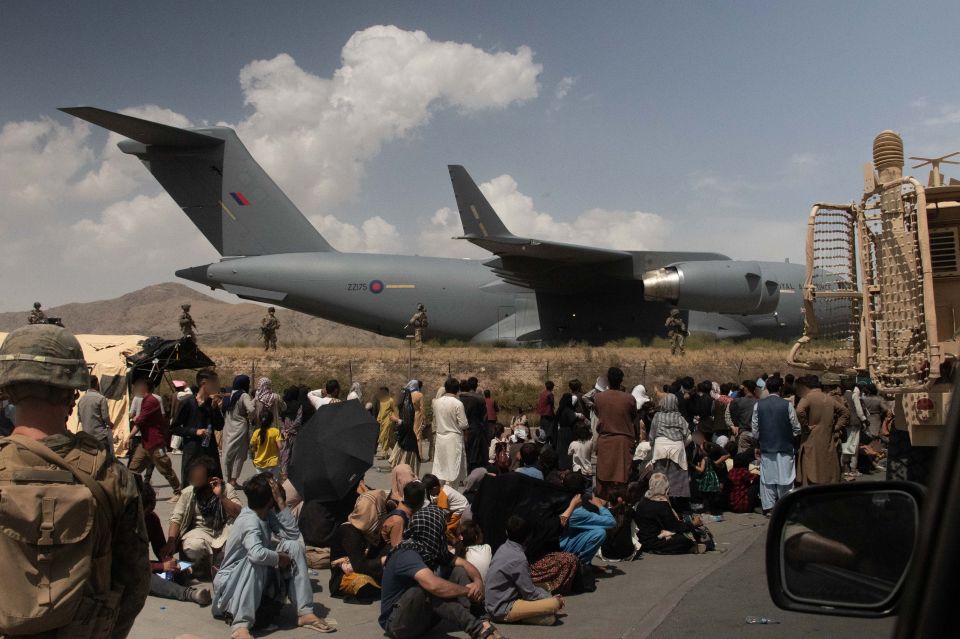 UK Armed Forces taking part in the evacuation at Kabul airport