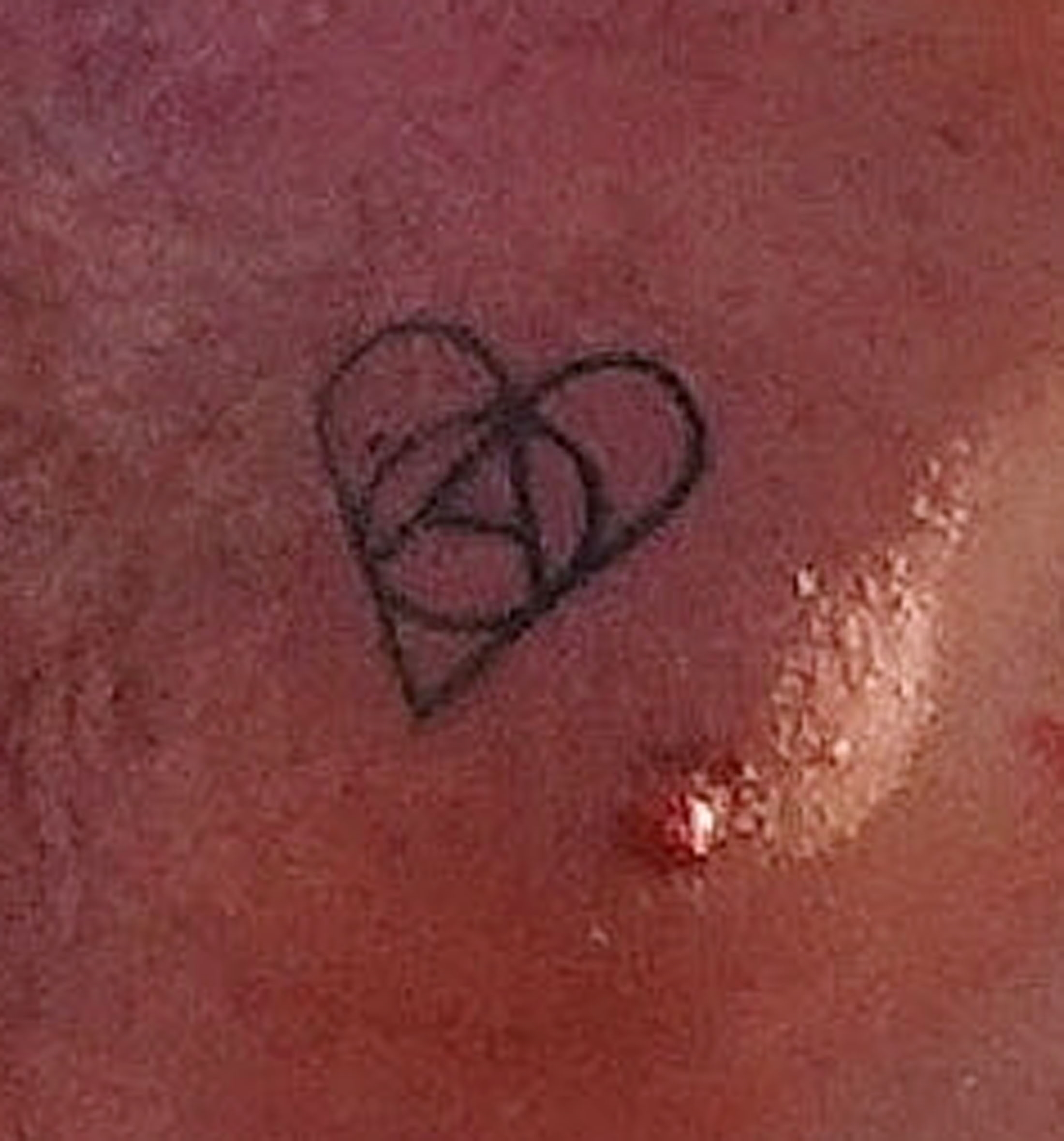 Ant has an 'A' in a love heart etched onto his chest